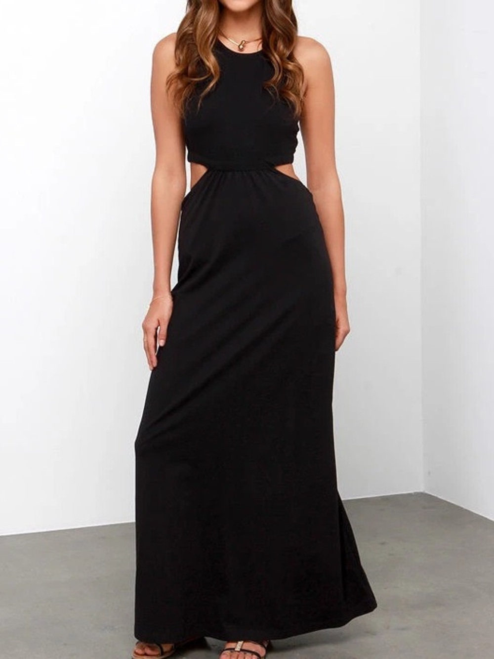 Billabong Hold On Me Black Sleeveless Cutout Maxi Dress M